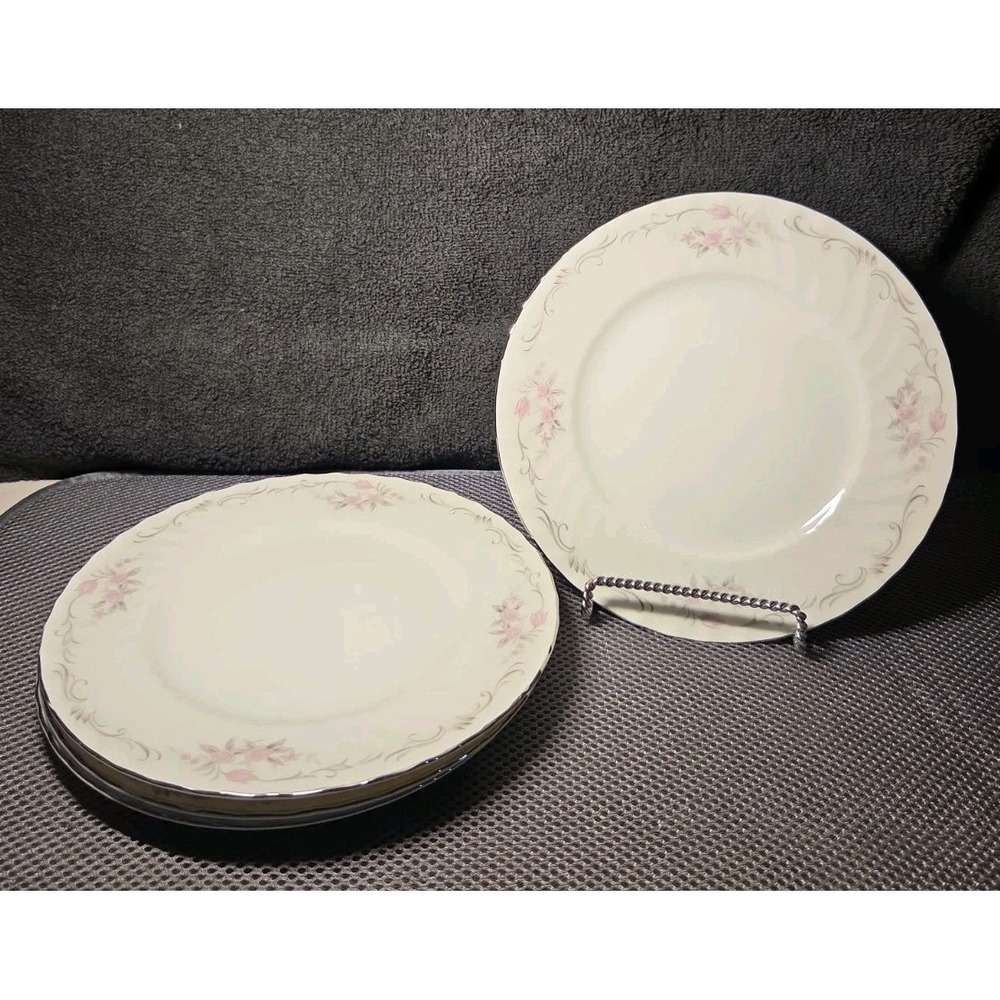 Gold Standard Pattern Porcelain China 7 1/2" Salad Plates Set Of 4 Pink Rose